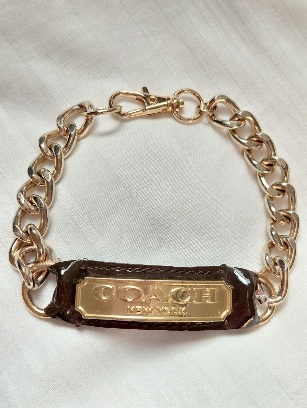 Coach Gold Brown Leather Bracelet - Picture 2 of 4